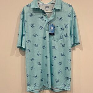 Izod printed performance short sleeve polo , Men’s size LT, New With Tags! Aqua